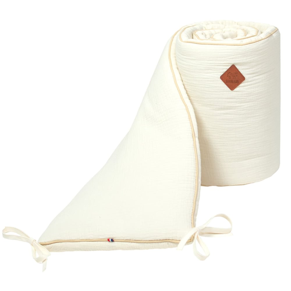 Tour de lit bébé universel  gaze de coton écru 210x30 cm