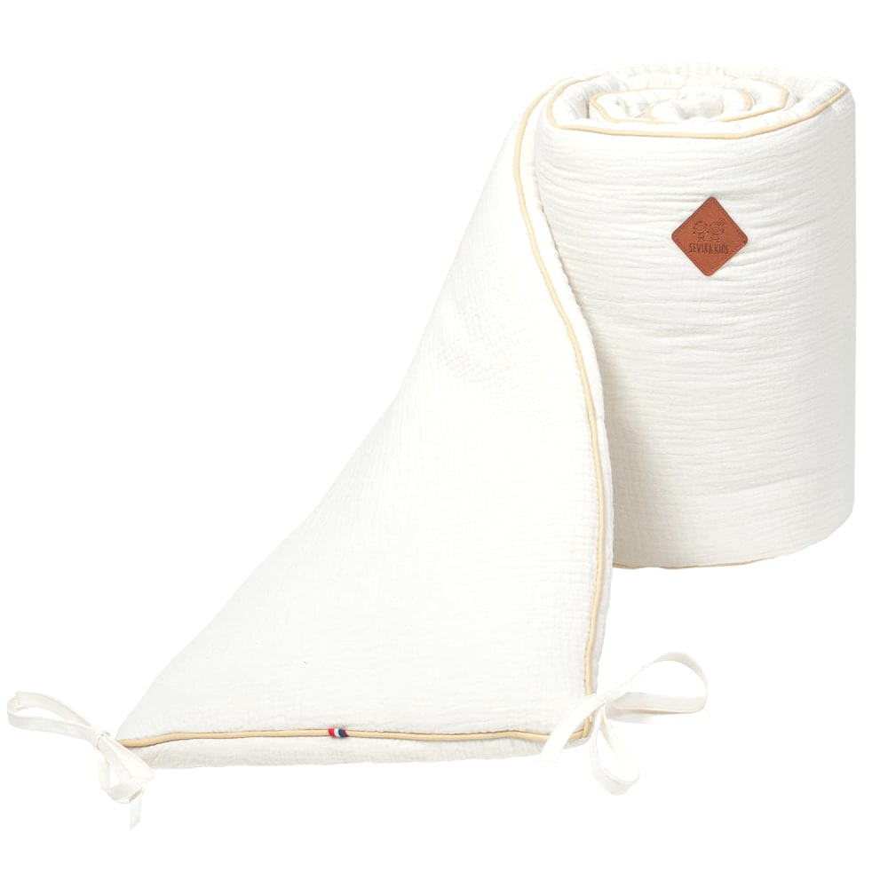Sevira Kids Wendbare bettumrandung aus musselin-baumwolle für babybett style classic chic Beige Baby
