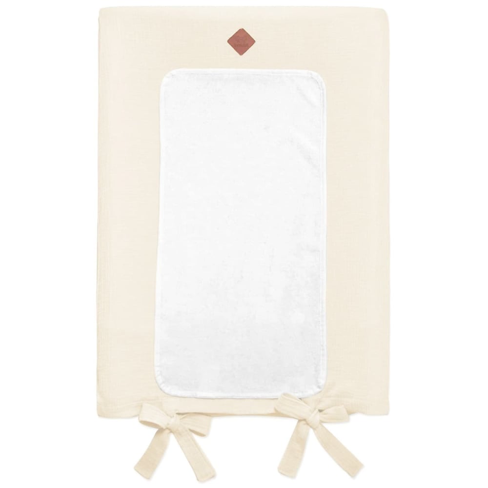 Housse matelas à langer bébé + tapis gaze de coton écru 70x50 cm