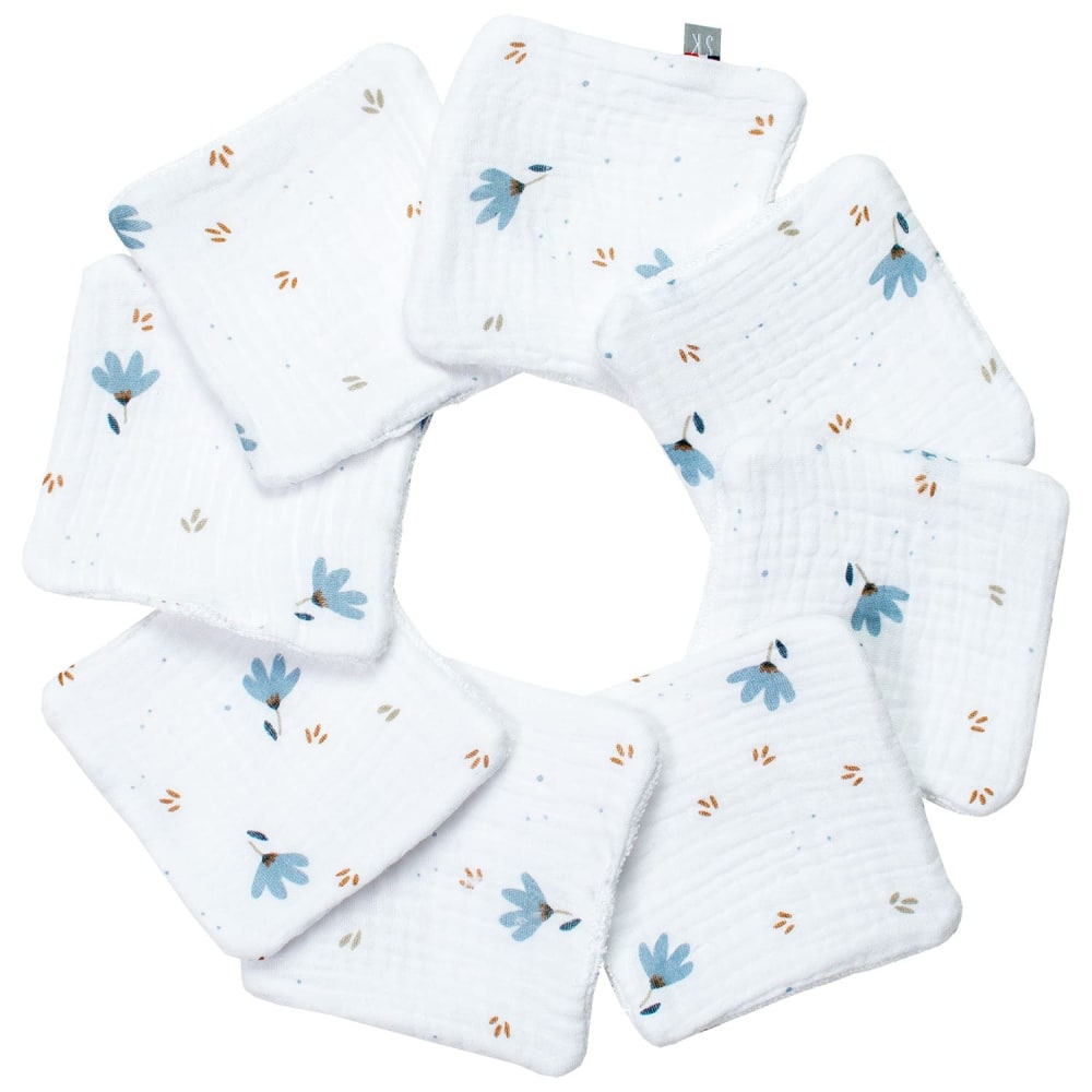 Sevira Kids Wiederverwendbare babytücher 8 stück bleuet weiß style classic chic Baumwolle Baby