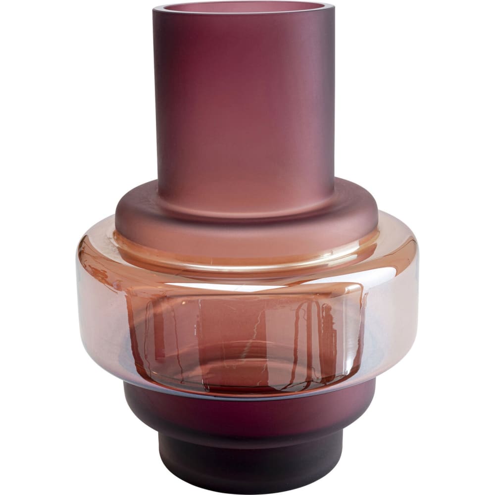 Vase rose-violet et jaune ambré en verre H25