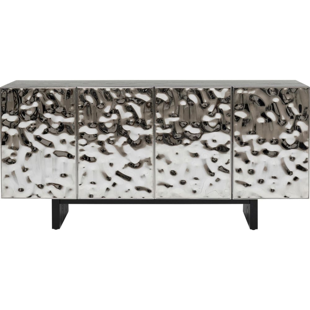 Kare Design Sideboard mit 4 Türen aus Edelstahl und Holz, silber style modern - -