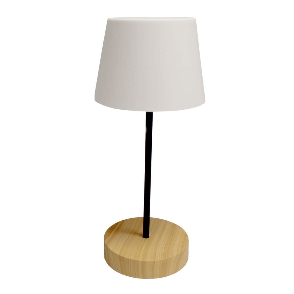 Lampe de table portable rechargeable avec socle finition bois ø13cm