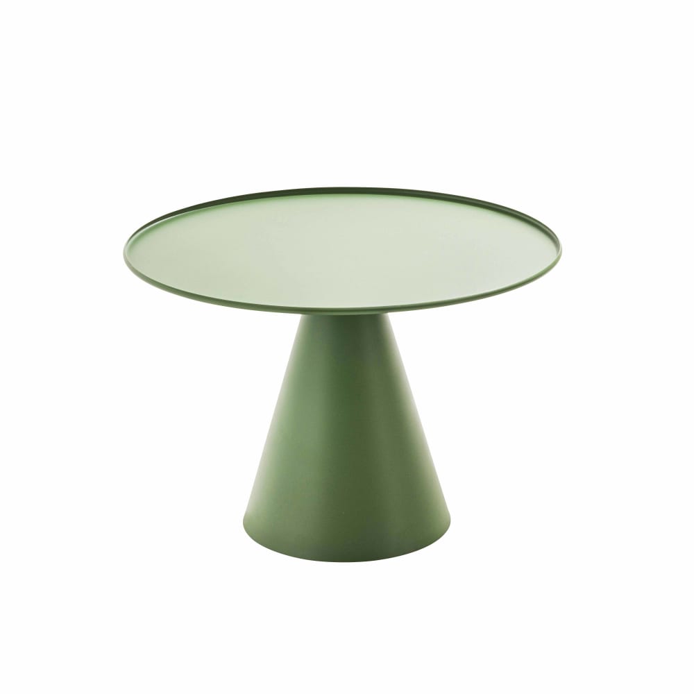 Table basse ronde 60 cm en acier vert cactus