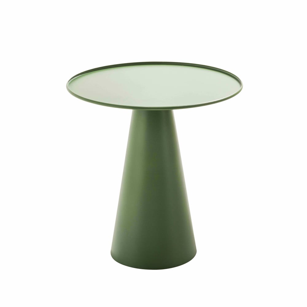 Table basse ronde 50 cm en acier vert cactus Gomba