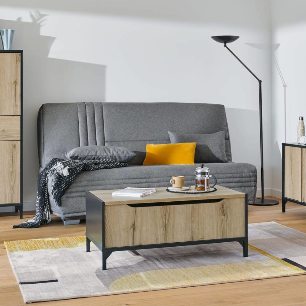 Banquette clic-clac avec matelas de 17 cm gris foncé