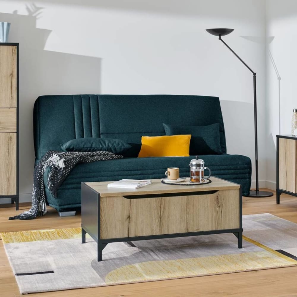 Banquette clic-clac avec matelas de 17 cm bleu marine