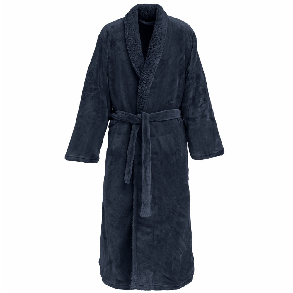 Peignoir mixte polaire chaud doublé  bleu nuit L