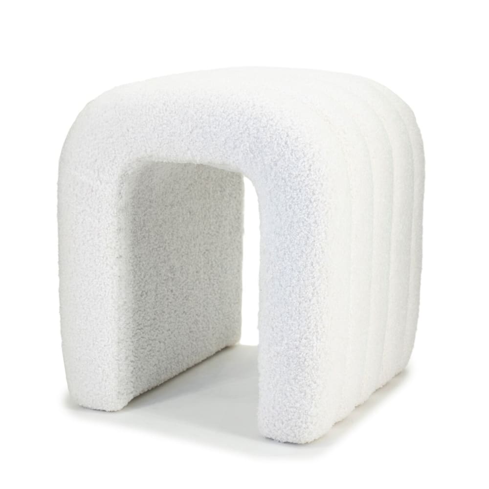 Giga Meubel Hocker aus Bouclé-Stoff, beige style modern - Stoff