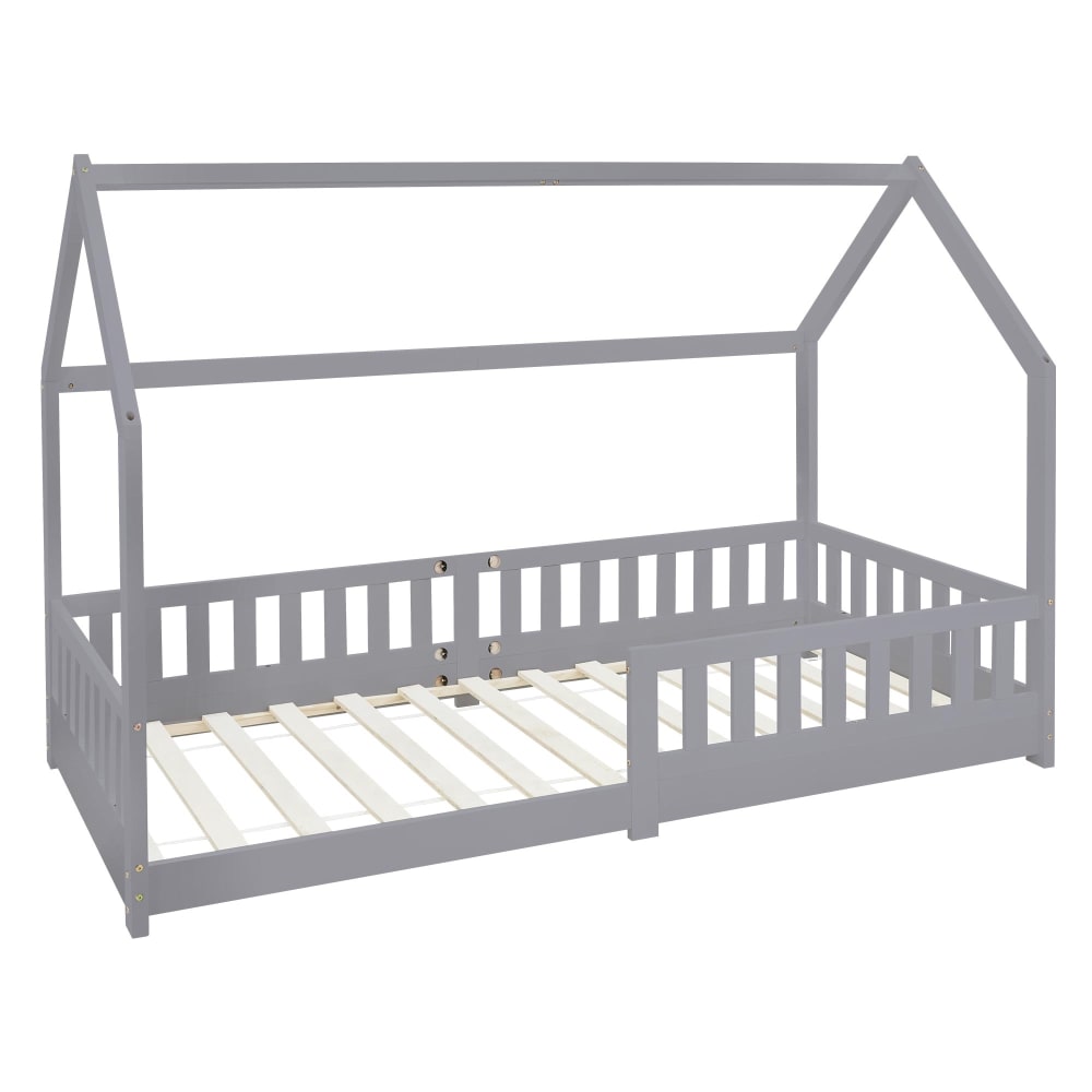 Lit cabane enfant 90x200 - gris bois clair