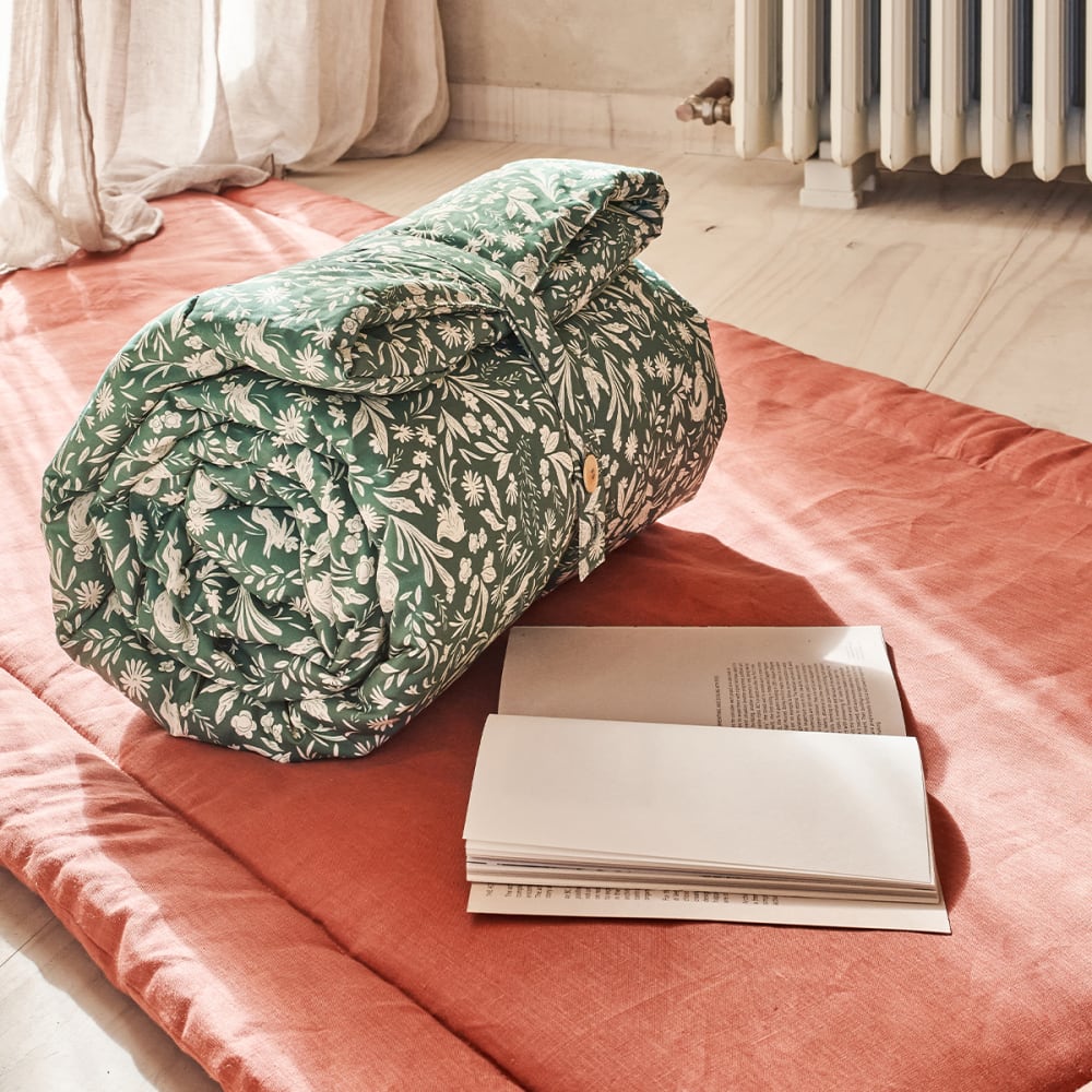 Matelas de sol en lin terracotta 90x190