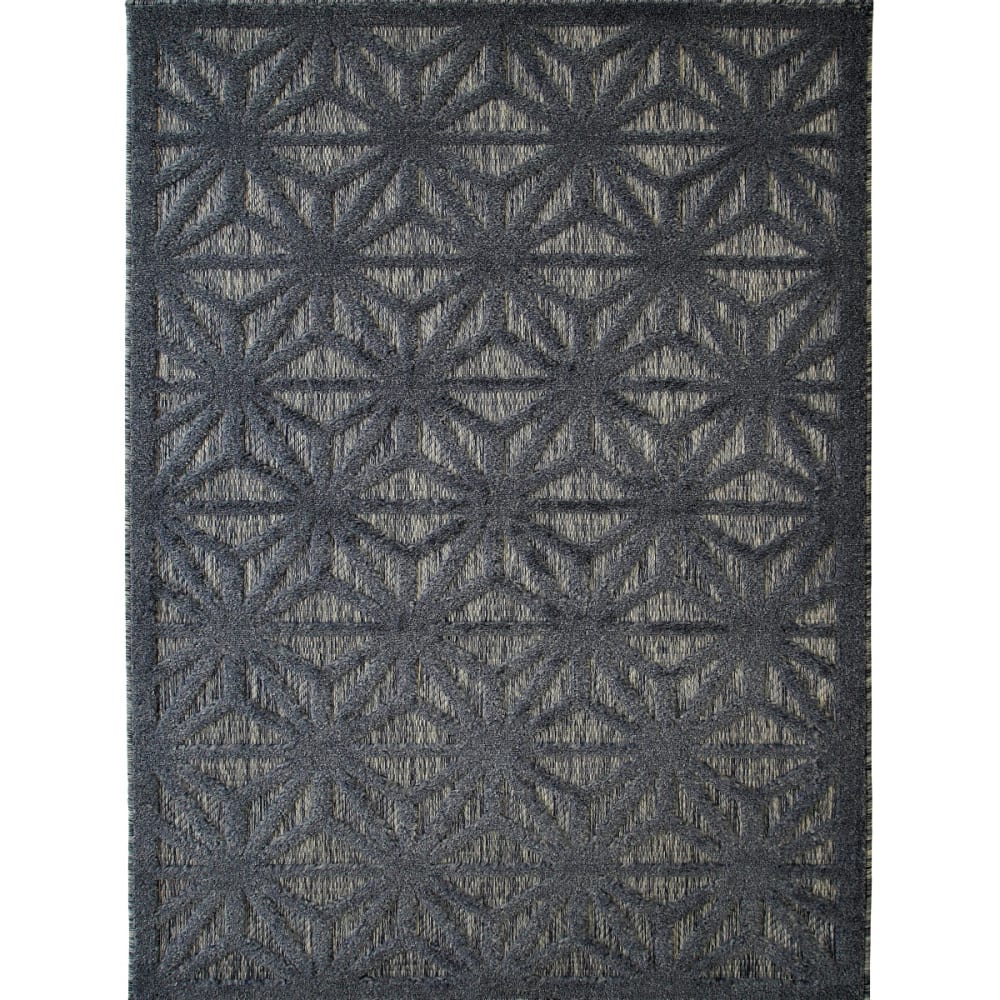 Tapis intérieur et extérieur motif en relief bleu foncé 160x220