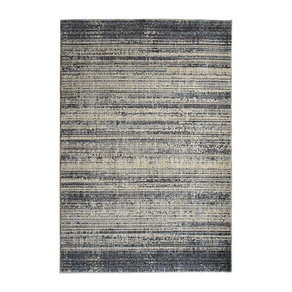 Tapis recyclé motif lignes gris noir 120x170 - Maisons du Monde