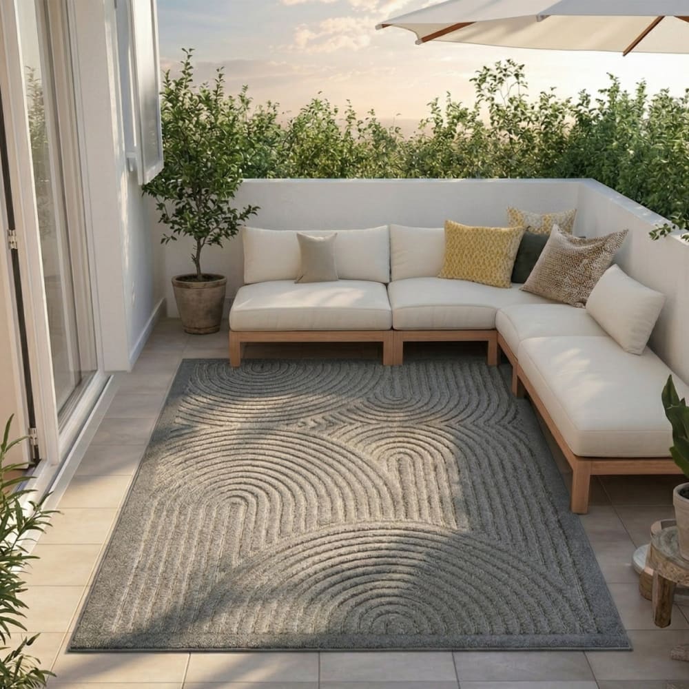 Tapis arc en ciel en relief gris 160x220 — vue 3