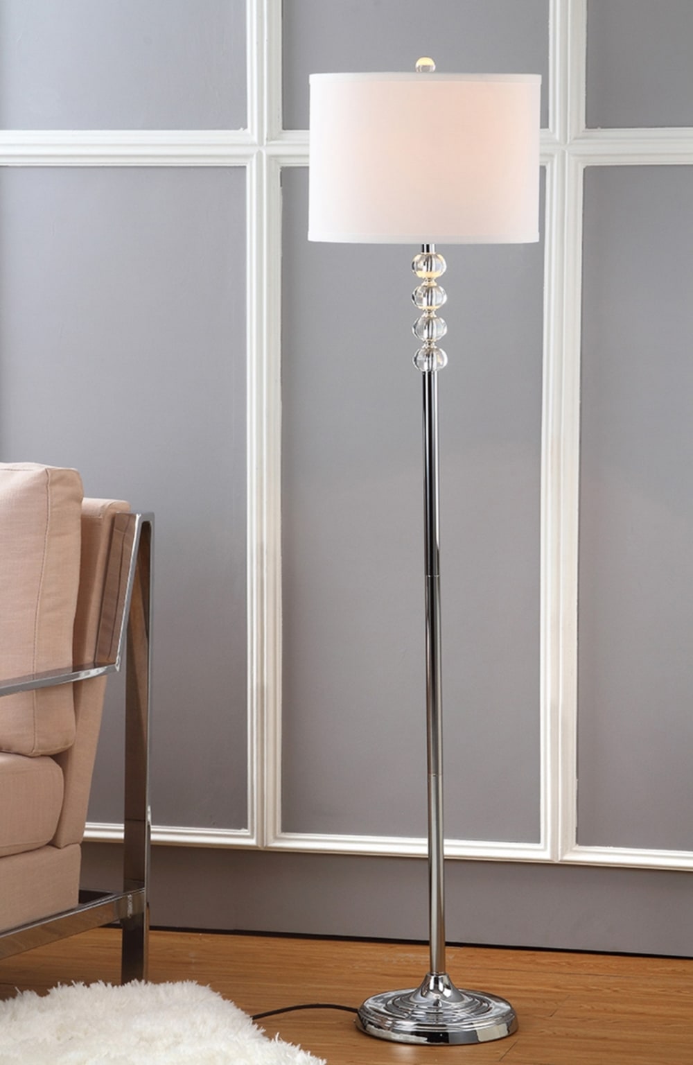 Lampe sur pied en cristal/métal, argent — vue 4
