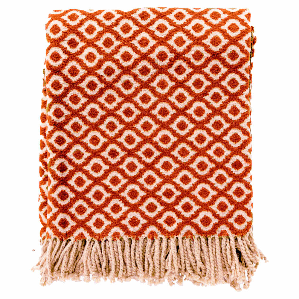 Plaid Orange 150x200 cm - avec un motif à carreaux - Maisons du Monde