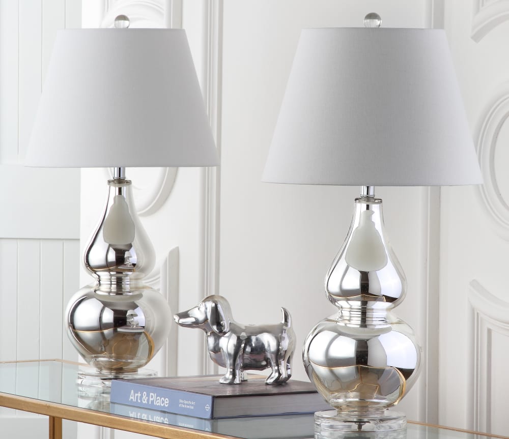 2er-Set tischlampen aus Polyester, Silber - Maisons Du Monde
