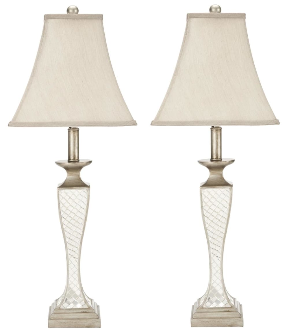 Safavieh 2er-Set tischlampen aus Poly-Harz/Glas, Silber style modern Silber Glas