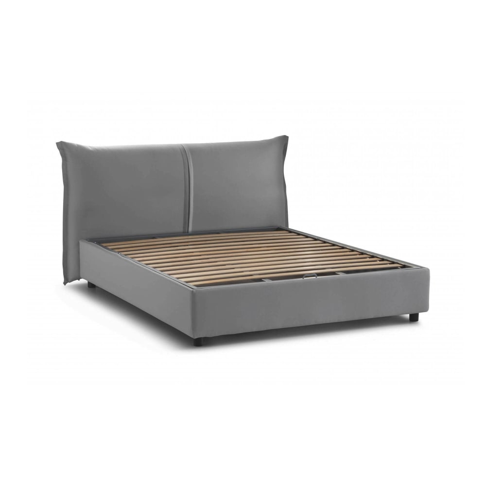 Lit double en tissu gris 160x200 cm