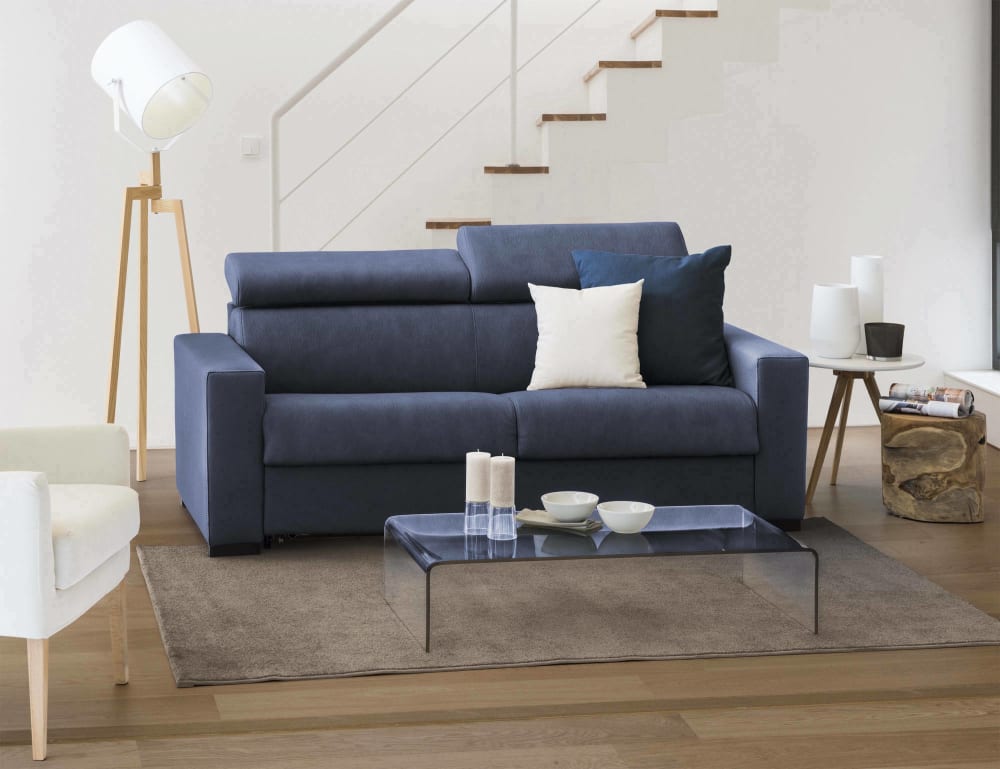 Talamo Italien Sofa Drei-Sitzer Julia 220x95 cm blau Abnehmbar