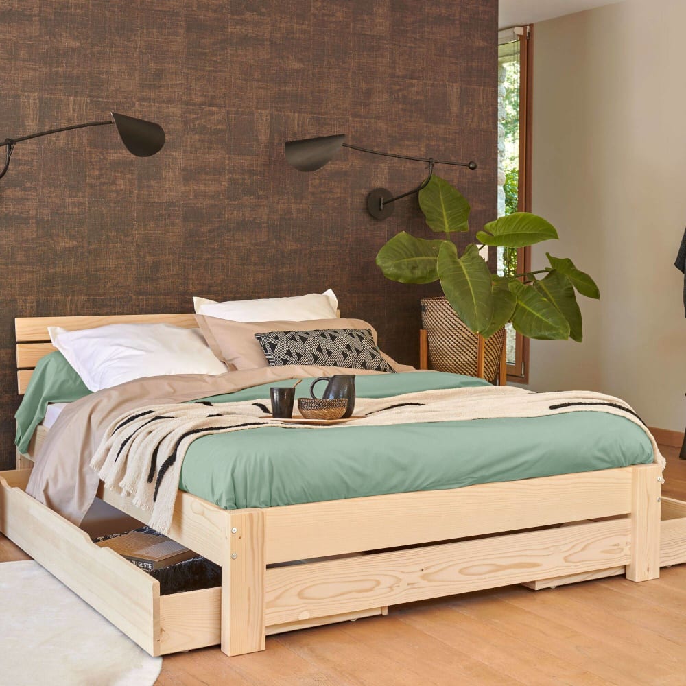 Drap housse en percale bio céladon 80 x 200 cm - Maisons du Monde