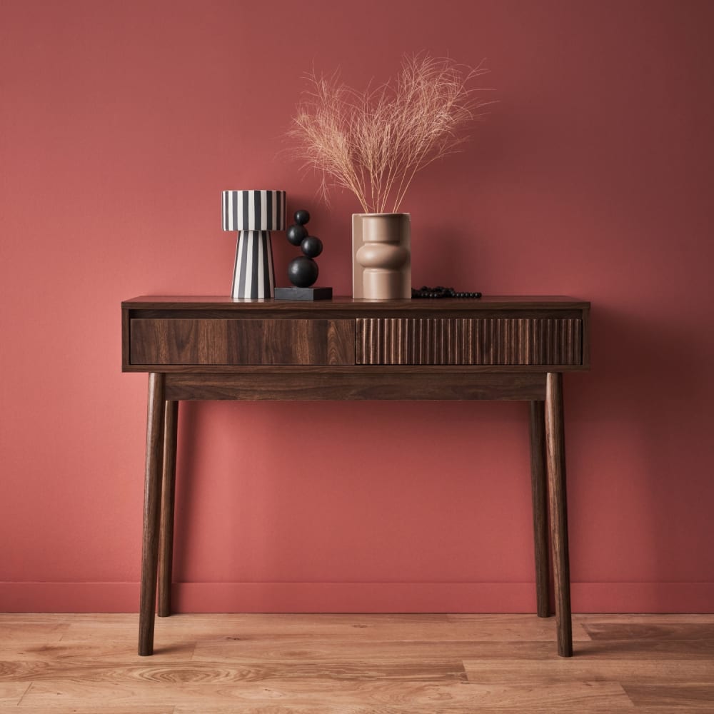 sweeek Konsole Holzdekor, 2 Schubladen style modern Braun Spanplatte