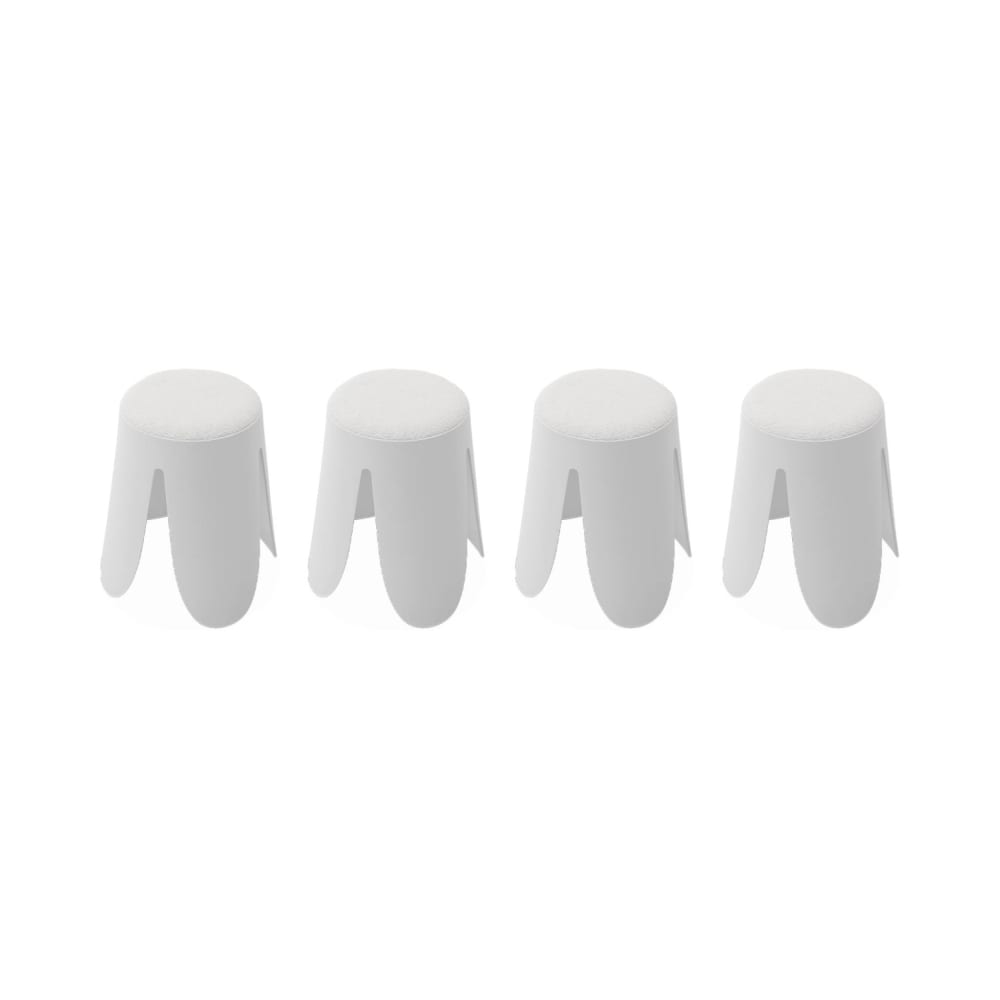 Set de 4 tabourets empilables blancs, bouclette texturée - Maisons du Monde