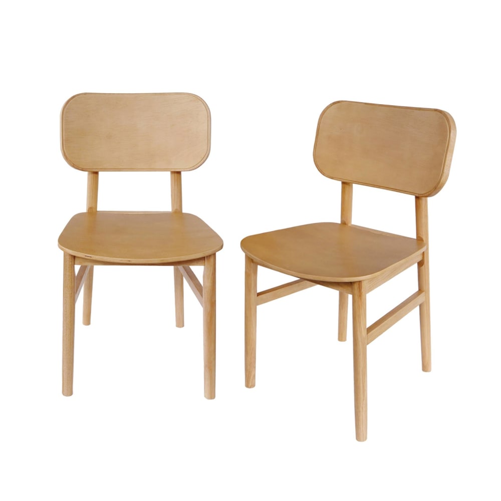 2er Set Stühle aus Hevea-Holz, geschwungene Form - Maisons Du