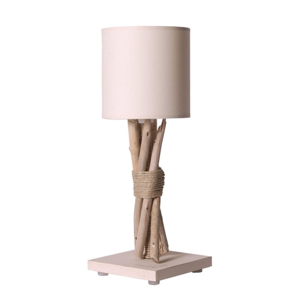 Lampe de chevet en bois blanc cassé