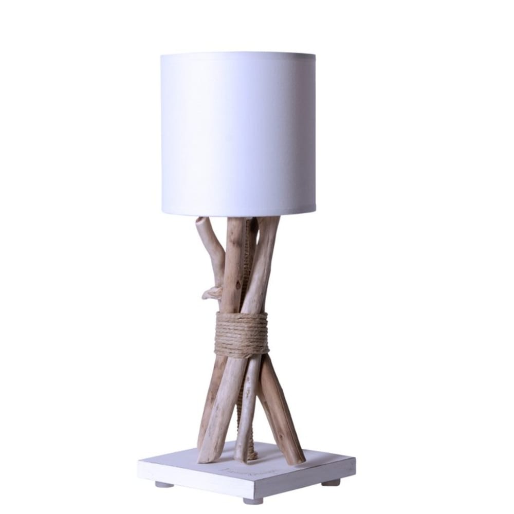 Lampe de chevet en bois blanc