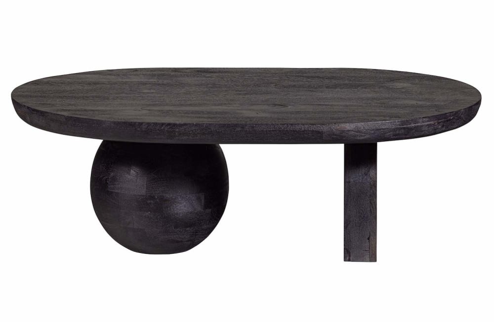 WOOOD Ovaler Couchtisch aus Mangoholz in Schwarz L110 style modern Schwarz