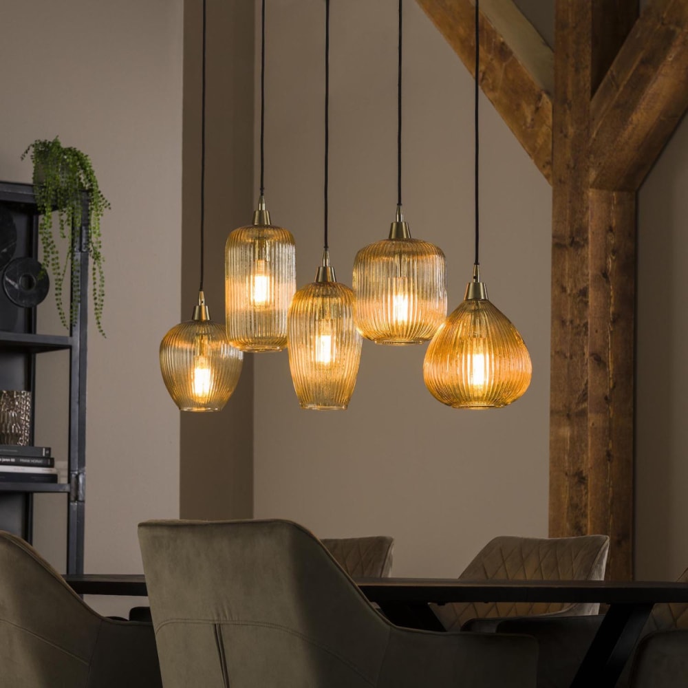 Suspension 5 globes en verre teinté — vue 3
