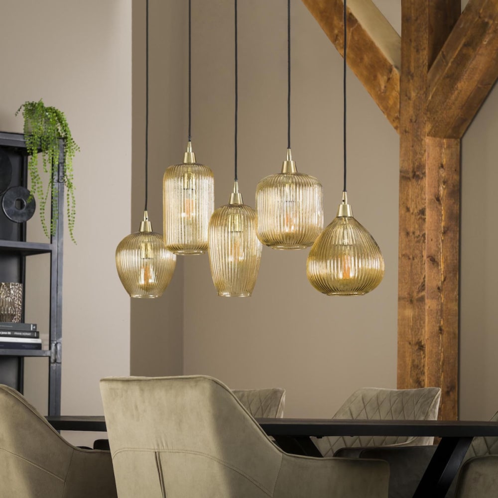 Suspension 5 globes en verre teinté — vue 4