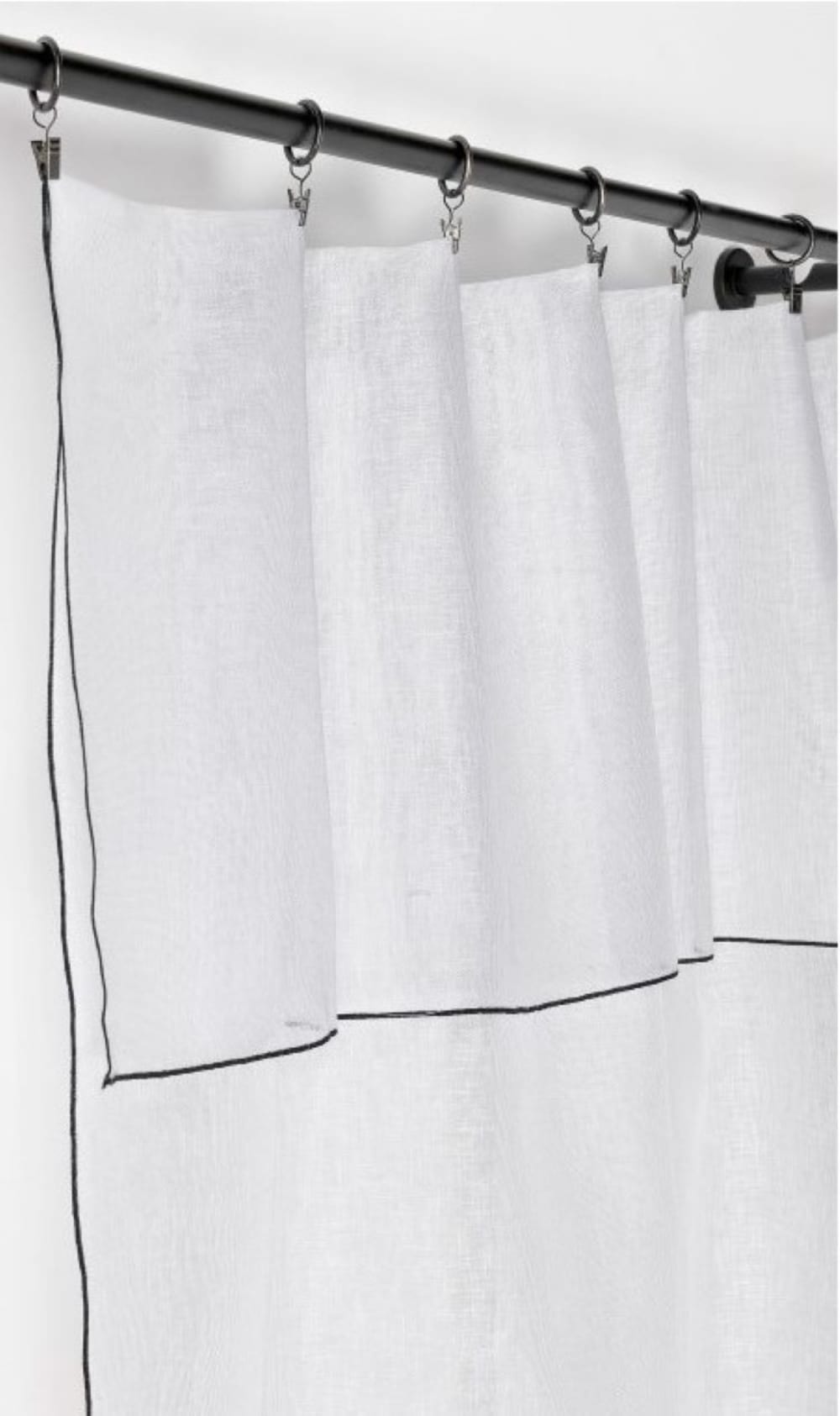 Voilage aspect lin bourdon noir Blanc 140x295cm — vue 3
