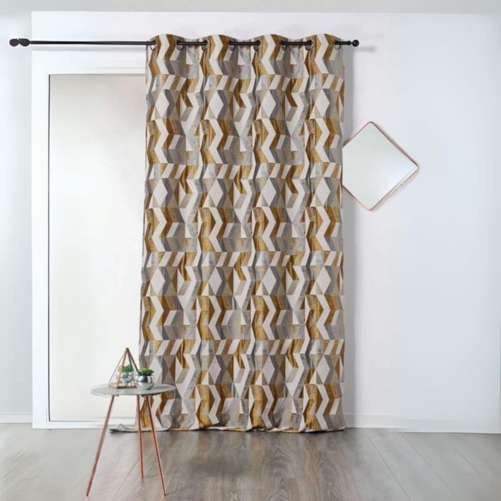 Rideau zig zag coloré polyester jaune 135x240 cm