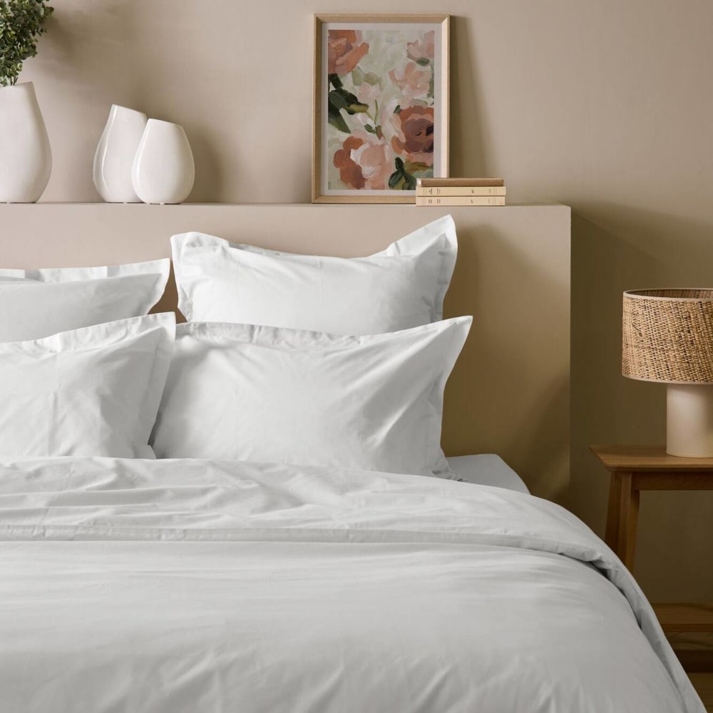 Drap plat en coton bio blanc 240 x 300 cm