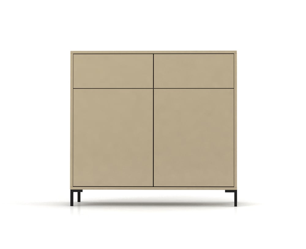 Buffet 2 tiroirs et 2 portes en MDF Taupe