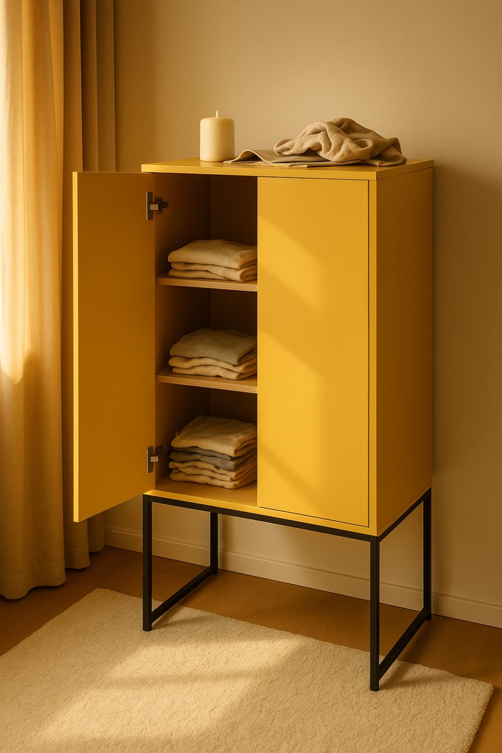 Schrank Sideboard 2 Türen aus MDF in Hellgelb - Maisons Du Monde