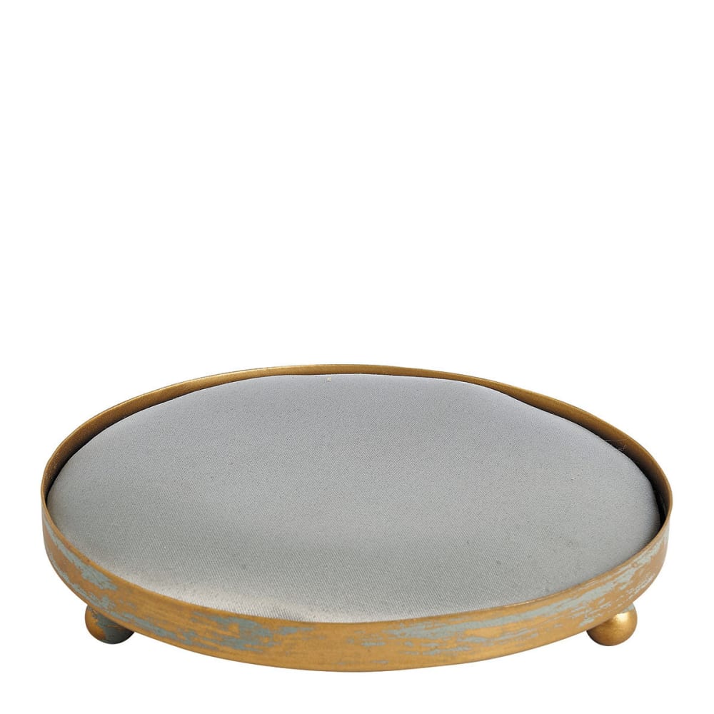 Plateau rond tapissier gris