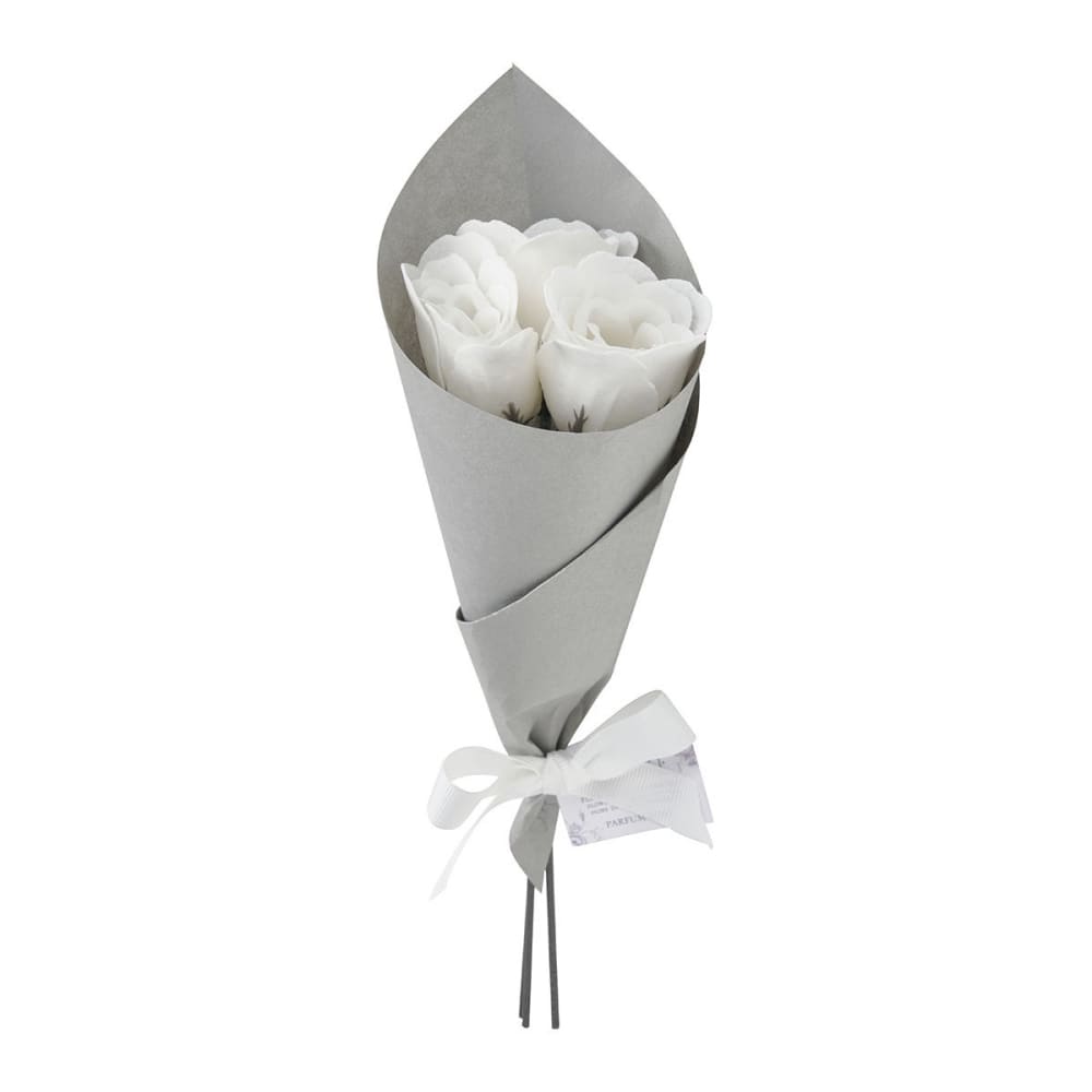 Mathilde M Bouquet de roses de savon blanches - parfum rose Gris Fibres Naturelles
