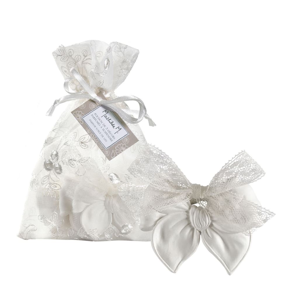 Pochon de 3 décors parfumés nœud - voile de lin