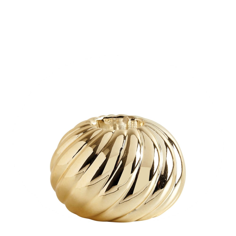 Bougeoir côtelé doré en céramique - Petit modèle