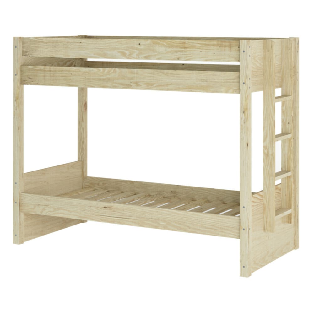 Lit superposé avec matelas bois massif 90x200 cm