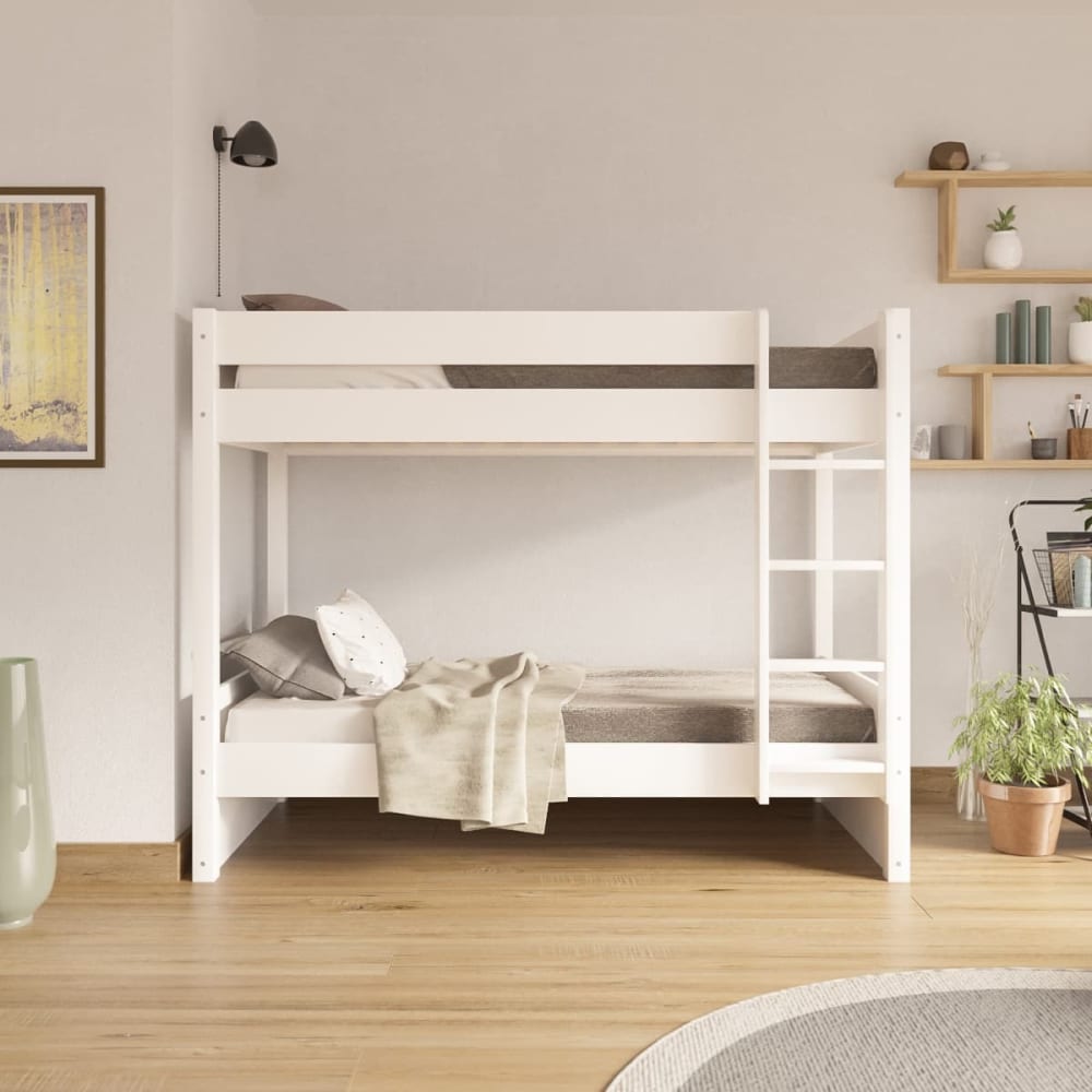 Lit superposé bois massif blanc 80x190 cm - Maisons du Monde