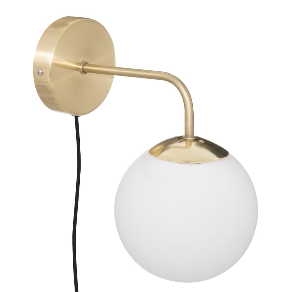 Applique dorée en verre blanc 25 x 25