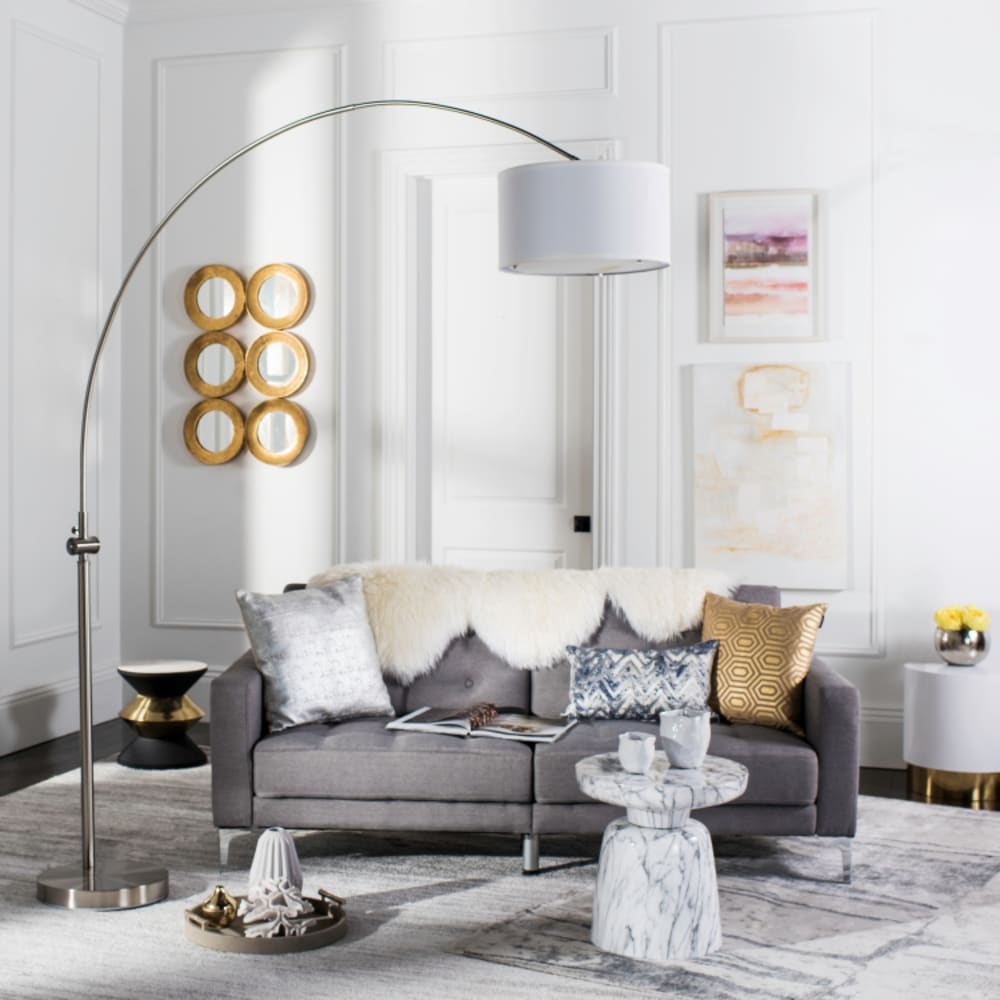 Lampe sur pied en le fer beige
