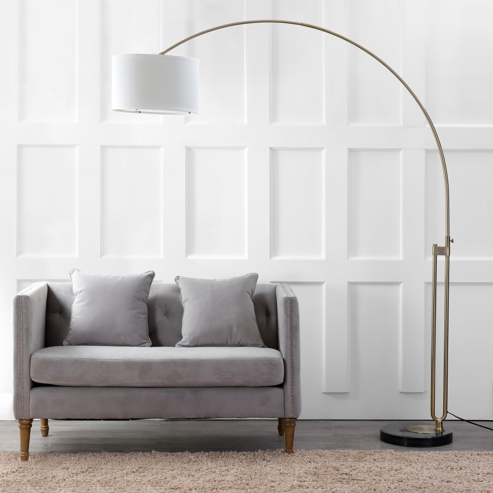 Lampe sur pied en marbre/fer, laiton antique - Maisons du Monde