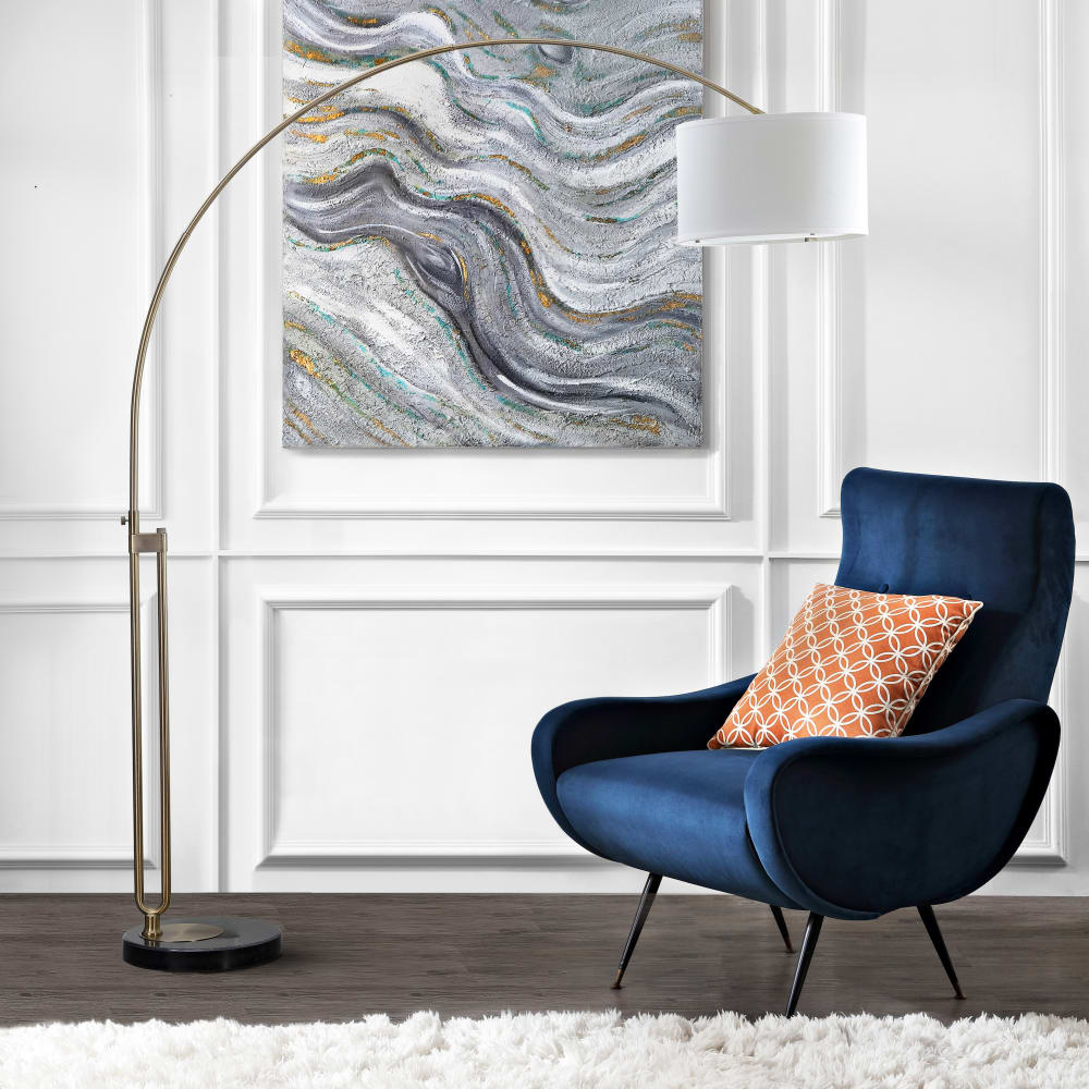 Lampe sur pied en marbre/fer, laiton antique — vue 4