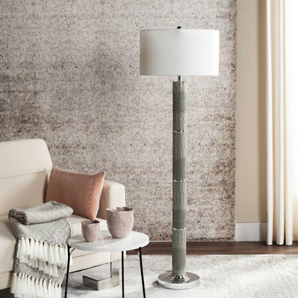 Lampe sur pied en pu, métal, gris