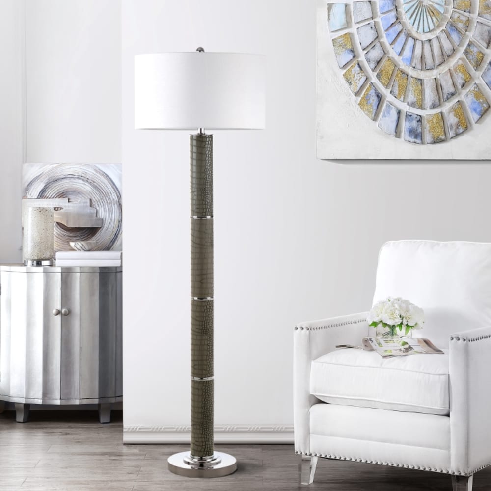 Lampe sur pied en pu, métal, gris — vue 3
